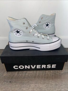Mint green platform converse